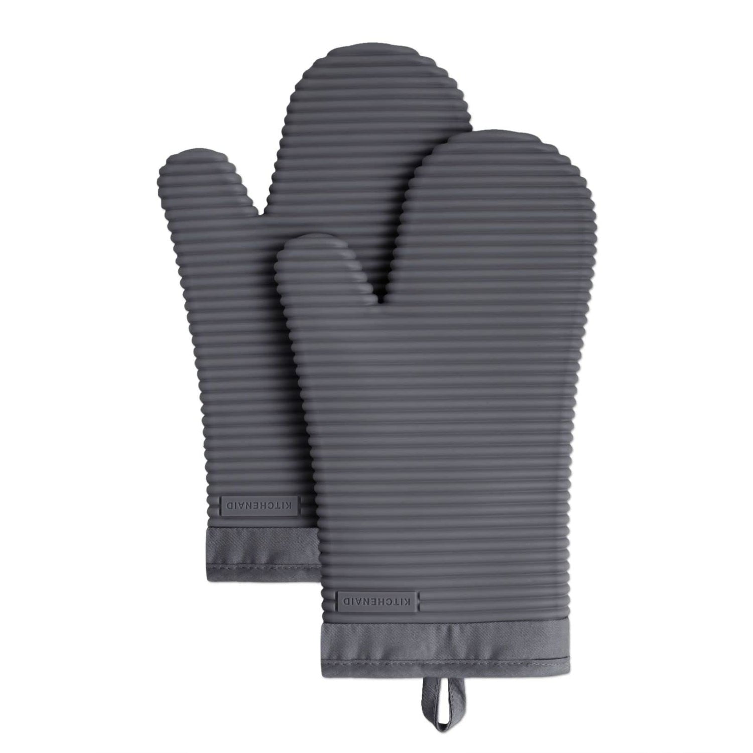 KitchenAid Ribbed Soft Silicone Oven Mitt Set, 7&quot;x13&quot;, Milkshake 2 Count