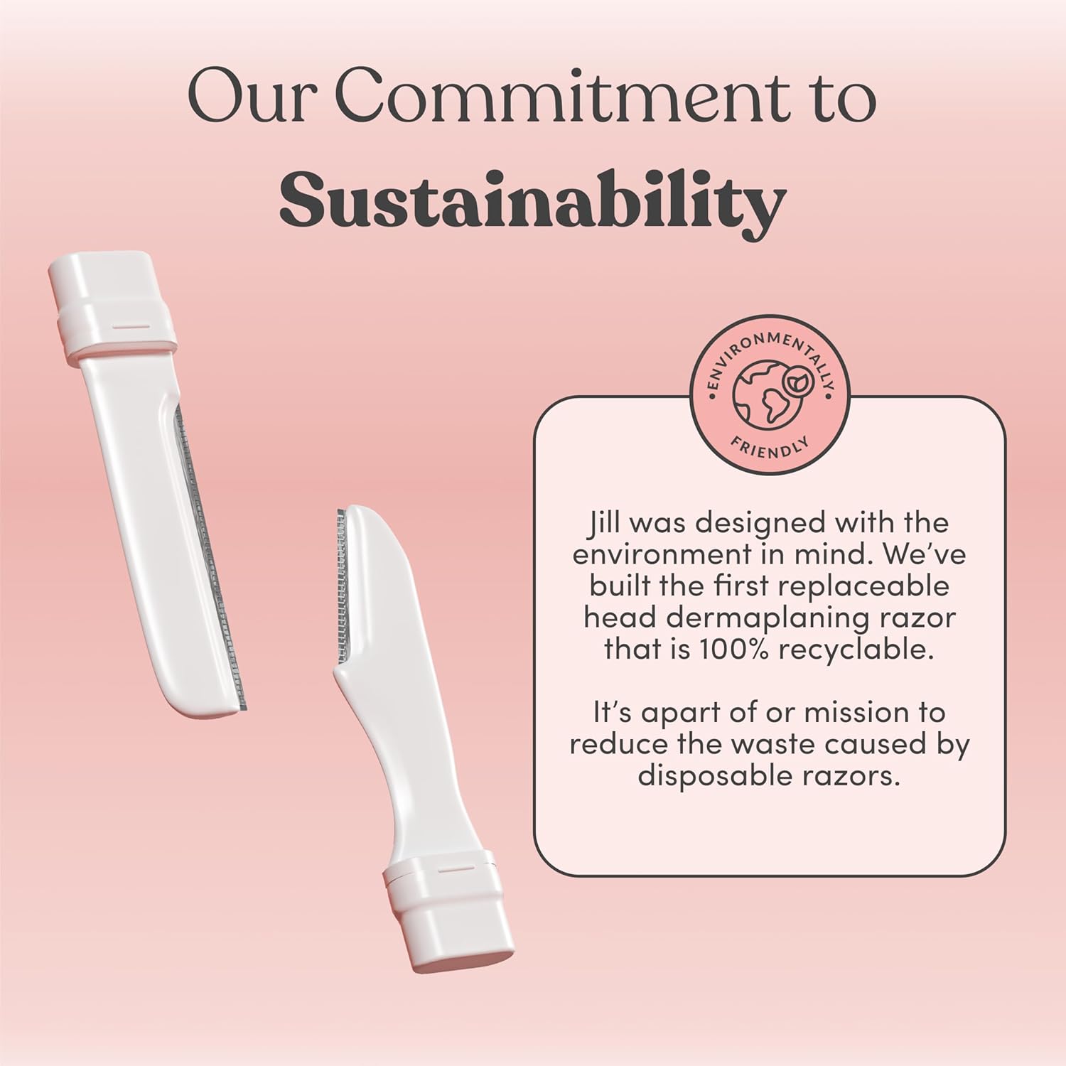Jill Dermaplane Razor Starter Kit for Women | Facial Hair Removal Dermaplaning Kit Includes 1 Jill Wand, 2 Dermaplane Razors for Sensitive Skin &amp; Cleaning Cloth | Magic Oil Wipes Not Included