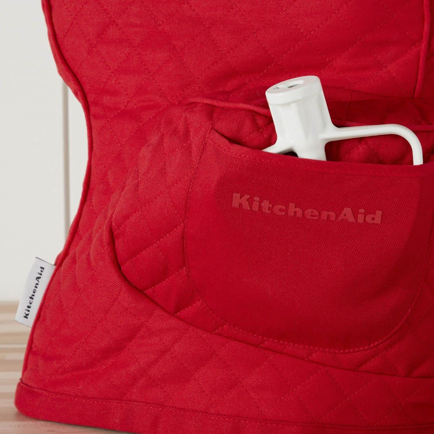 KITCHENAID Fitted Tilt-Head Solid Stand Mixer Cover with Storage Pocket, Quilted 100% Cotton, Milkshake, 14.4&quot;x18&quot;x10&quot;