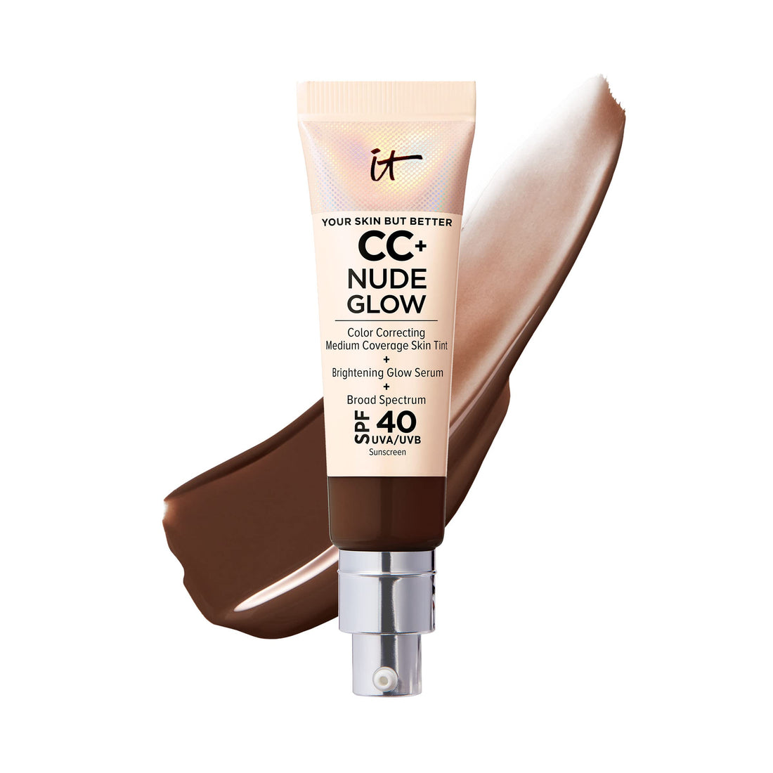 IT Cosmetics CC+ Nude Glow Lightweight Foundation + Glow Serum with SPF 40 - With Niacinamide, Hyaluronic Acid &amp; Green Tea Extract - 1.08 fl oz