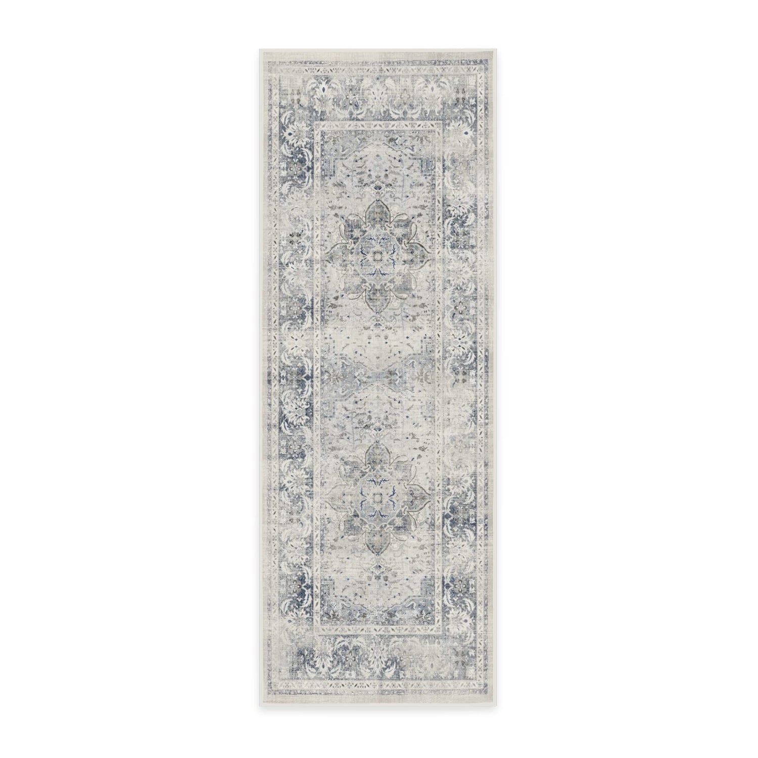 RUGGABLE – Sarrah Blue Quartz – Machine Washable Runner Rug – Pet &amp; Child Friendly – Stain &amp; Water Resistant – Non-Slip – 2.5&