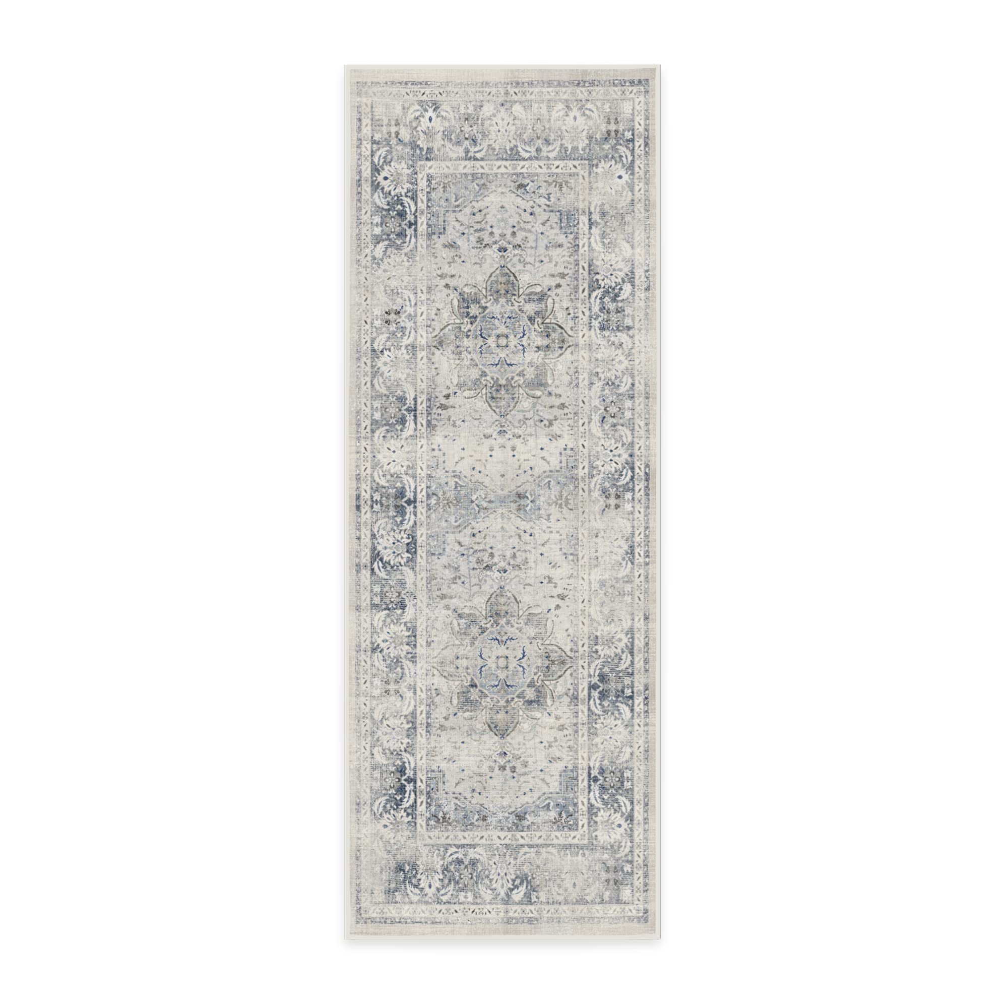 RUGGABLE – Sarrah Blue Quartz – Machine Washable Runner Rug – Pet &amp; Child Friendly – Stain &amp; Water Resistant – Non-Slip – 2.5&