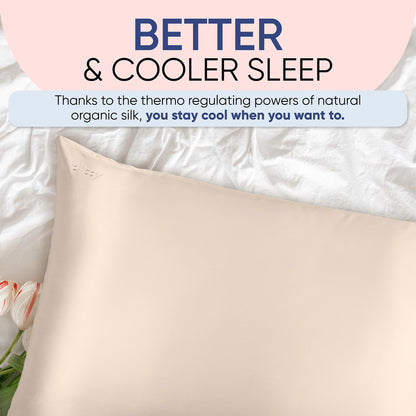 Blissy Silk Pillowcase - 100% Pure Mulberry Silk - 22 Momme 6A High-Grade Fibers - Silk Pillow Cover for Hair &amp; Skin - Regular, Queen &amp; King with Hidden Zipper (Standard,Blissy White)