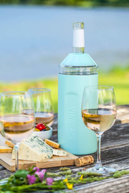 Vinglacé Wine Bottle Chiller- Portable Champagne Insulator- Stainless Steel Wine Cooler Sleeve, White