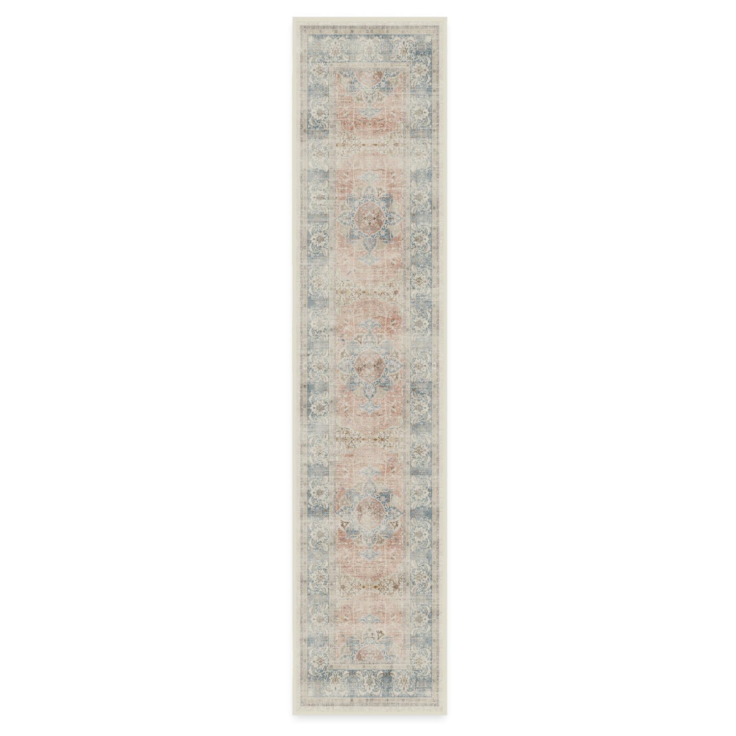 RUGGABLE – Sarrah Blue Quartz – Machine Washable Runner Rug – Pet &amp; Child Friendly – Stain &amp; Water Resistant – Non-Slip – 2.5&
