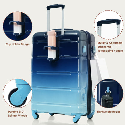 Merax 3 Pcs ABS Hardside Luggage Sets TSA Lock Spinner Wheel Suitcases, Pearly White, 20/24/28 Inch