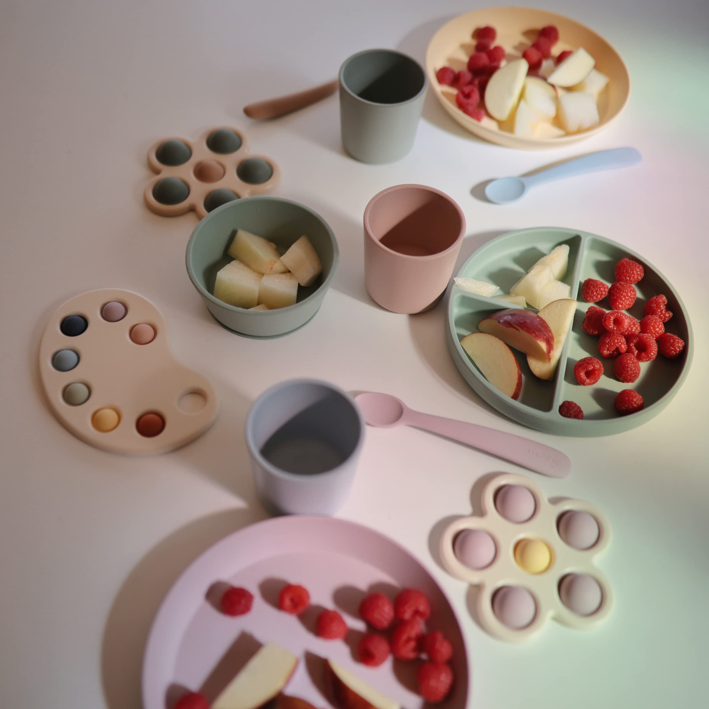 mushie Flatware Fork and Spoon Set for Kids | Made in Denmark (Sage)