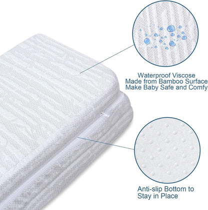 Pack and Play Mattress Pad 38&quot; x 26&quot; Foldable Style, Breathable Soft Viscose Made from Bamboo Surface, Portable Trifold Playard Mattress Pad Topper, Baby Foam Playpen Mattresses Pad for Boys Girls