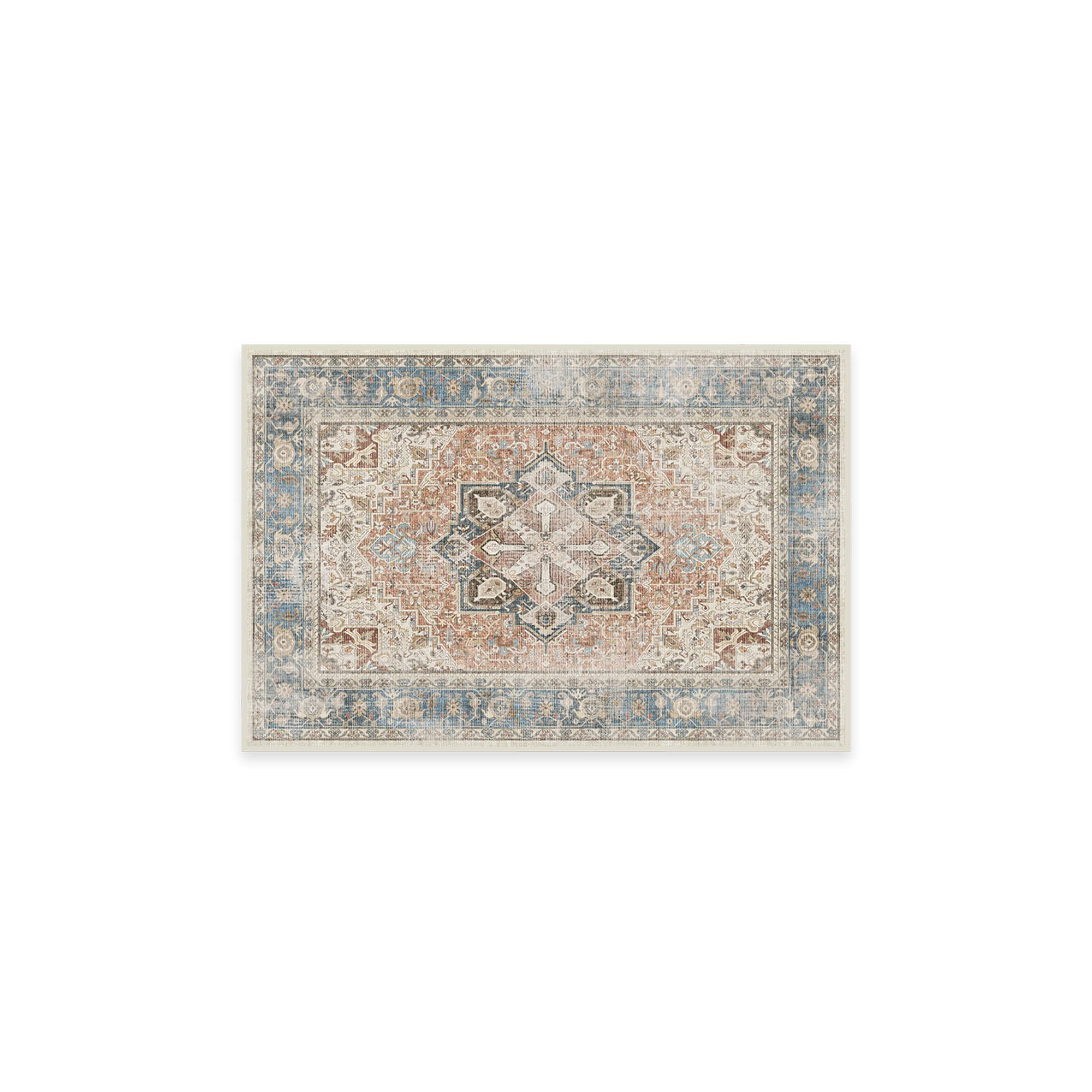 RUGGABLE Kamran Washable Rug - Perfect Vintage Area Rug for Living Room Bedroom Kitchen - Pet &amp; Child Friendly - Stain &amp; Water Resistant - Hazel 5&
