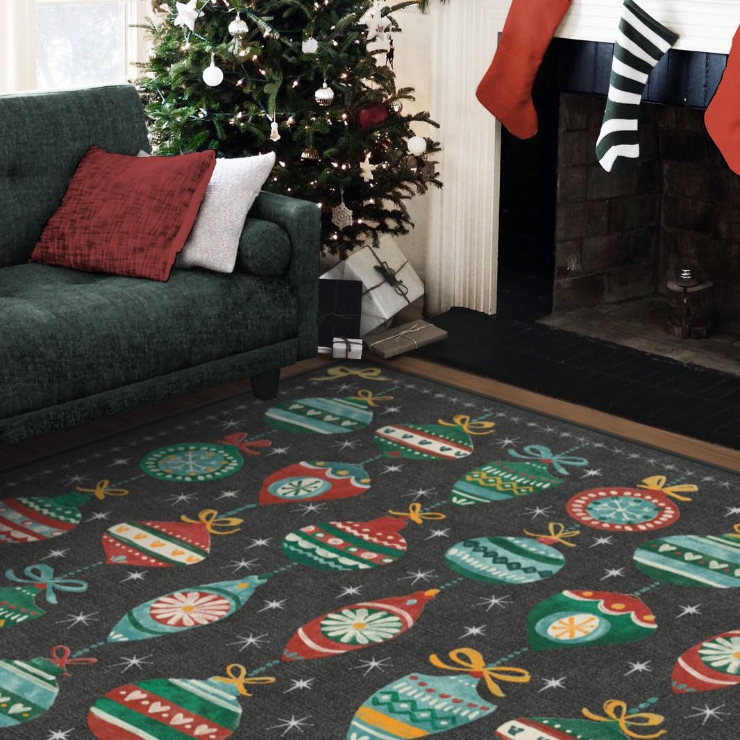 RUGGABLE Winter Plaid Washable Rug - Perfect Holiday Area Rug for Living Room Bedroom Kitchen - Pet &amp; Child Friendly - Stain &amp; Water Resistant - Dress Stewart Tartan Plaid 3&