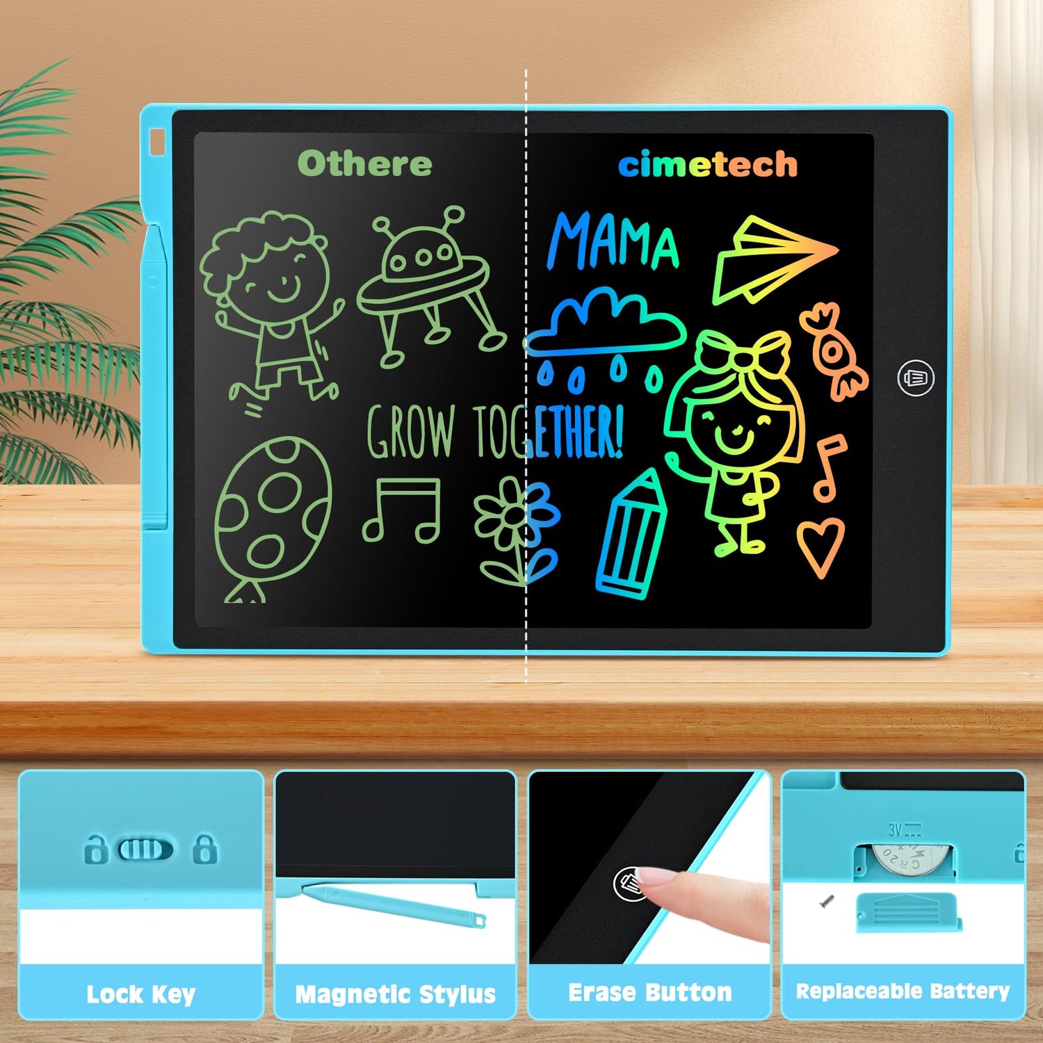 cimetech 2 Pack LCD Writing Tablet for Kids Toys, Colorful Drawing Tablet Doodle Board Writing Pad for Toddler Gifts, Kids Travel Essentials, Christmas Stocking Stuffers for 3-12 Years Boys Girls