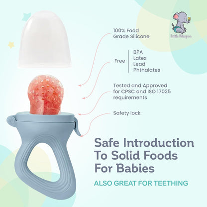 LittleWhispers Baby Fruit &amp; Food Feeder Pacifier - Pacifier Feeders for Fresh Fruit or Frozen Breastmilk - Infant Teething Relief - Set of 2