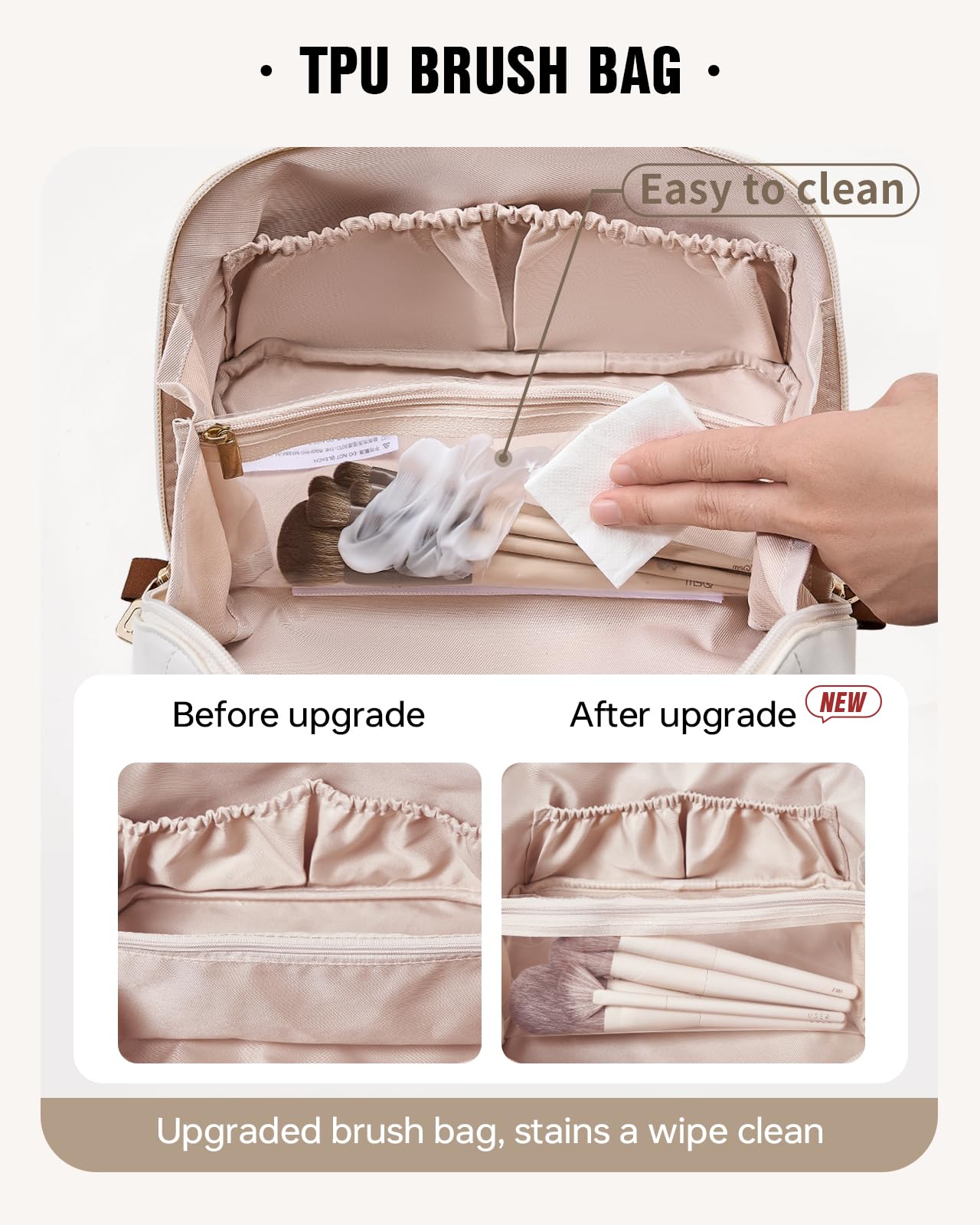 EACHY Travel Makeup Bag,Large Capacity Cosmetic Bags for Women,Waterproof Portable Pouch Open Flat Toiletry Bag Make up Organizer with Divider and Handle