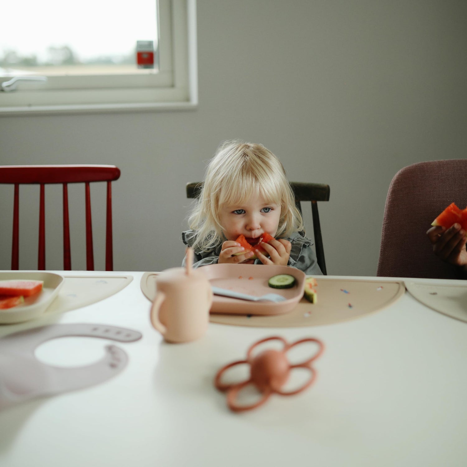 mushie Flatware Fork and Spoon Set for Kids | Made in Denmark (Sage)