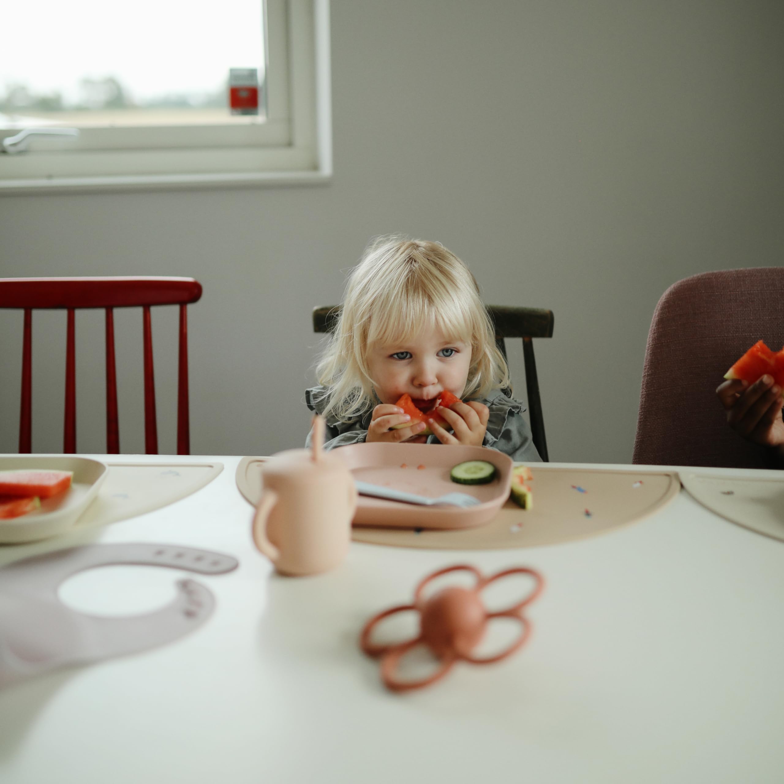 mushie Flatware Fork and Spoon Set for Kids | Made in Denmark (Sage)