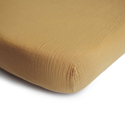 mushie Extra Soft Muslin Fitted Crib Sheet | 192 Thread Count | 28&quot;x 52&quot; (Fog)