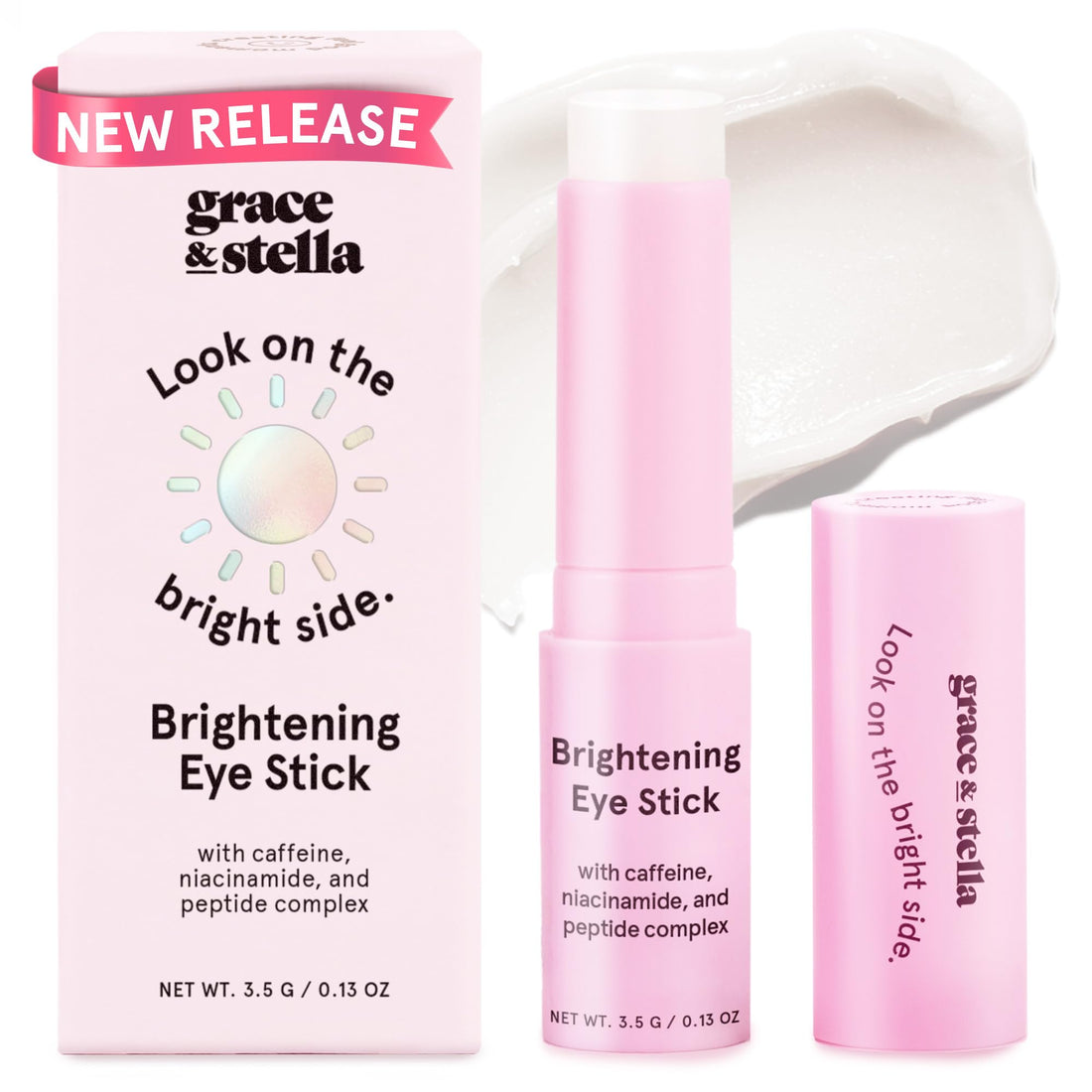 grace &amp; stella Under Eye Stick - Eye Balm (0.13 Oz) Caffeine Eye Stick for Dark Circles &amp; Fine Lines, Firming Eye Balm Stick with Peptides &amp; Niacinamide, Vegan &amp; Cruelty-Free Under Eye Balm
