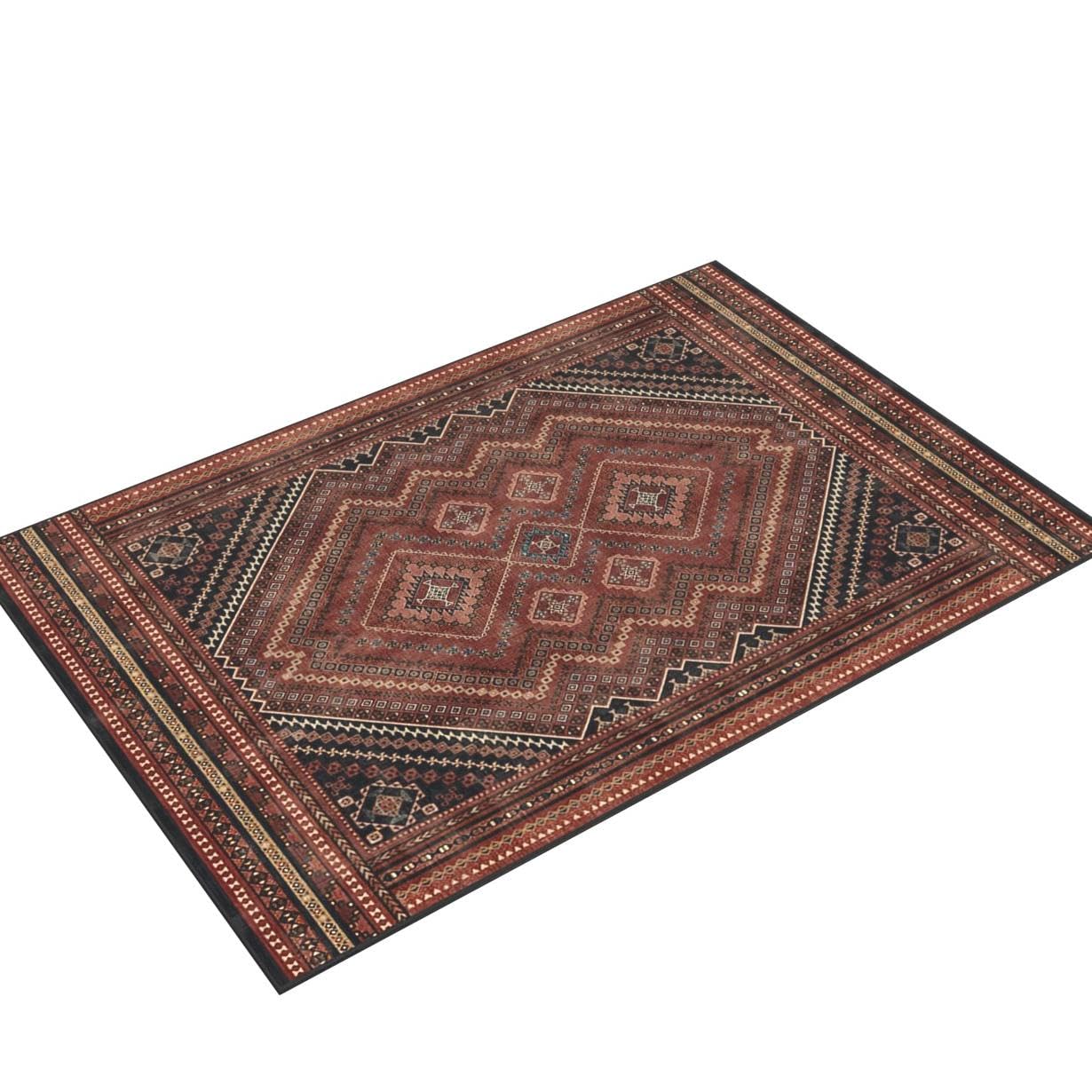 RUGGABLE Kaden Washable Rug - Perfect Vintage Area Rug for Living Room Bedroom Kitchen - Pet &amp; Child Friendly - Stain &amp; Water Resistant - Amber Red 3&