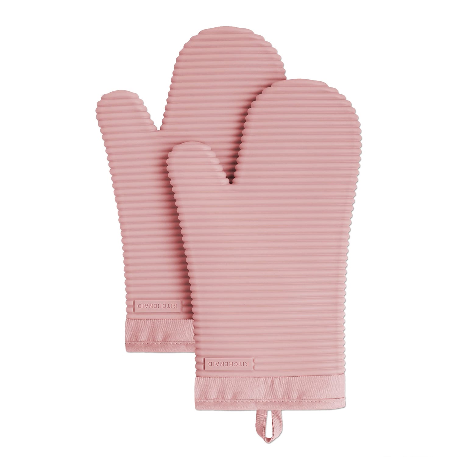 KitchenAid Ribbed Soft Silicone Oven Mitt Set, 7&quot;x13&quot;, Milkshake 2 Count