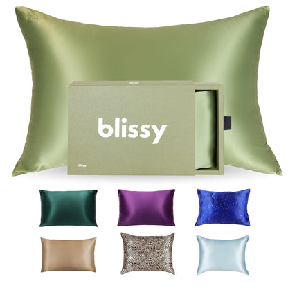 Blissy Silk Pillowcase - 100% Pure Mulberry Silk - 22 Momme 6A High-Grade Fibers - Silk Pillow Cover for Hair &amp; Skin - Regular, Queen &amp; King with Hidden Zipper (Queen, Champagne)