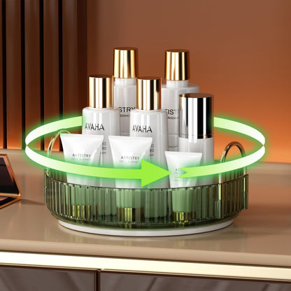 YCIA&amp;DONE 360 Rotating Makeup Organizer and Storage for Vanity Bathroom Countertop, High Capacity Cosmetic Skincare Perfume Organizer for Dresser Lazy Susan Organizers(Clear White,2 Tiers)