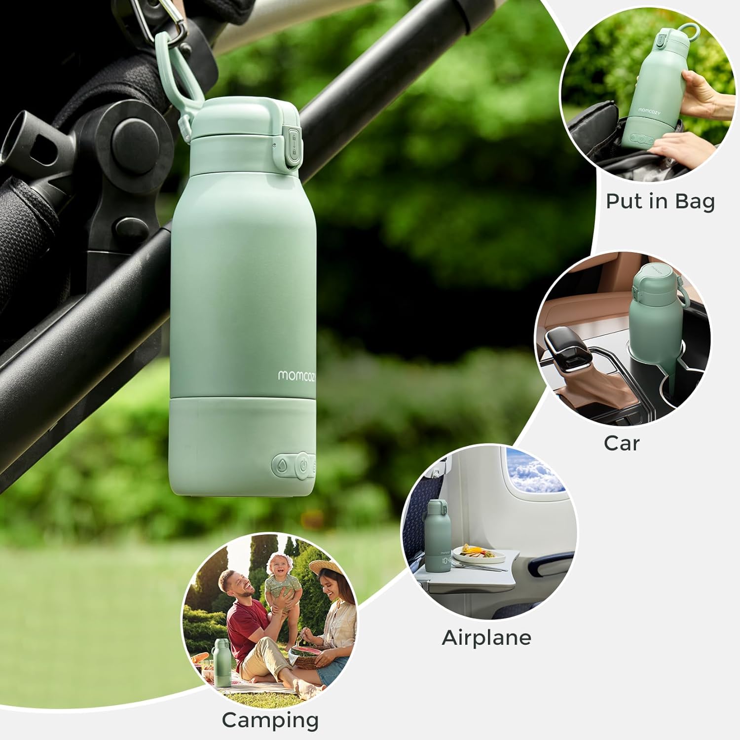 Momcozy Portable Milk Warmer for Travel – Dual Heating Modes for Breast Milk &amp; Water, Portable Bottle Warmer with Fast Heating &amp; Long Battery Life, 17 Ounces Large Capacity to Meet Your All-Day Needs