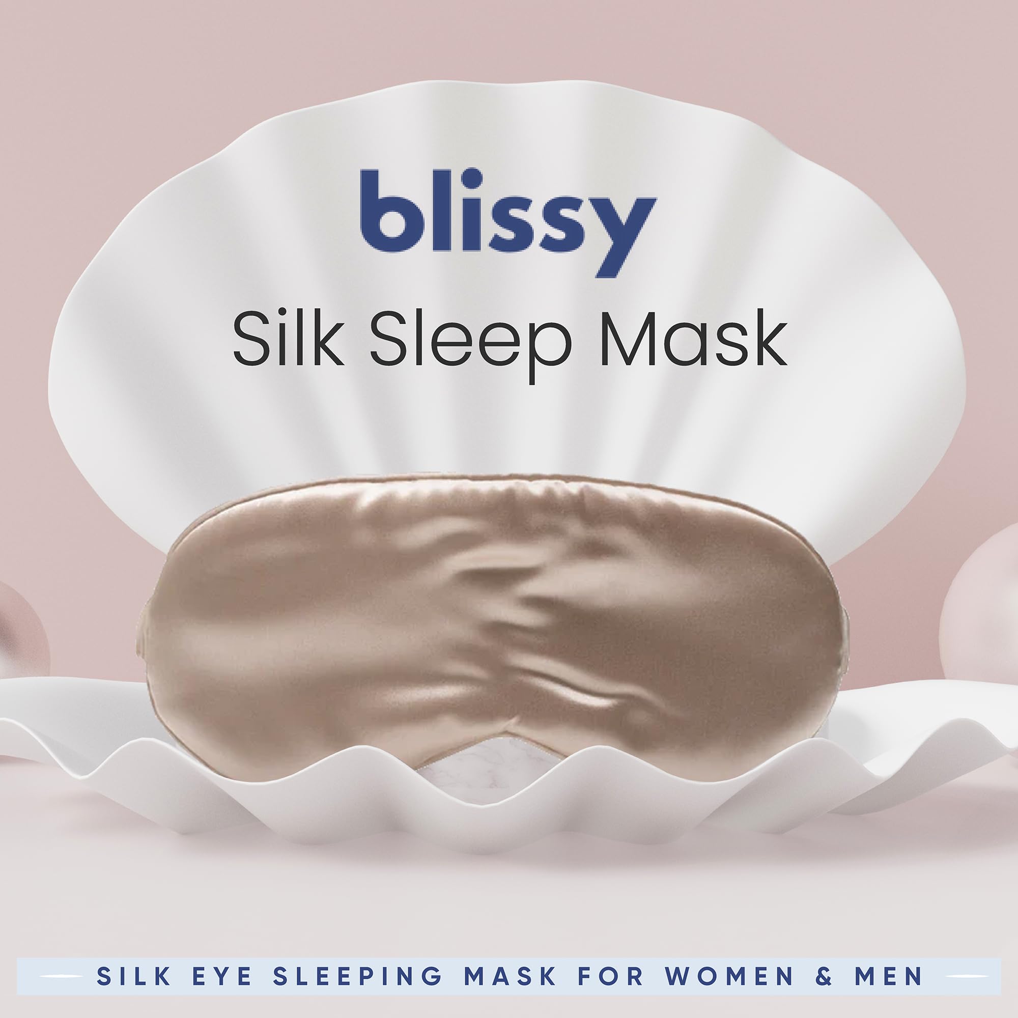Blissy Silk Sleep Mask - Silk Eye Sleeping Mask for Women &amp; Men for Total Blackout - Silk Eye Mask - 100% Pure Mulberry Silk, 22 Momme 6a Fibers - Blindfold Silk Sleep Mask Side Sleeper Eye Cover
