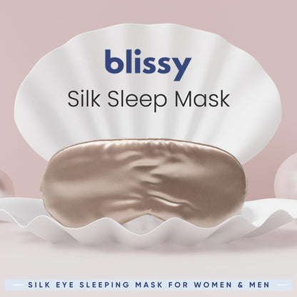 Blissy Silk Sleep Mask - Silk Eye Sleeping Mask for Women &amp; Men for Total Blackout - 100% Pure Mulberry Silk, 22 Momme 6a Fibers - Blindfold Silk Sleep Mask Side Sleeper Eye Cover (Plum)