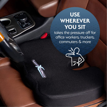 Sky Mat Office Chair Cushion - 17.9 x 14 x 2.75 Seat Pillow for Back Discomfort w/Gel Foam Pad, Mesh Cover, Handle and Portable Bag - Machine Washable Pressure Relief Cushions