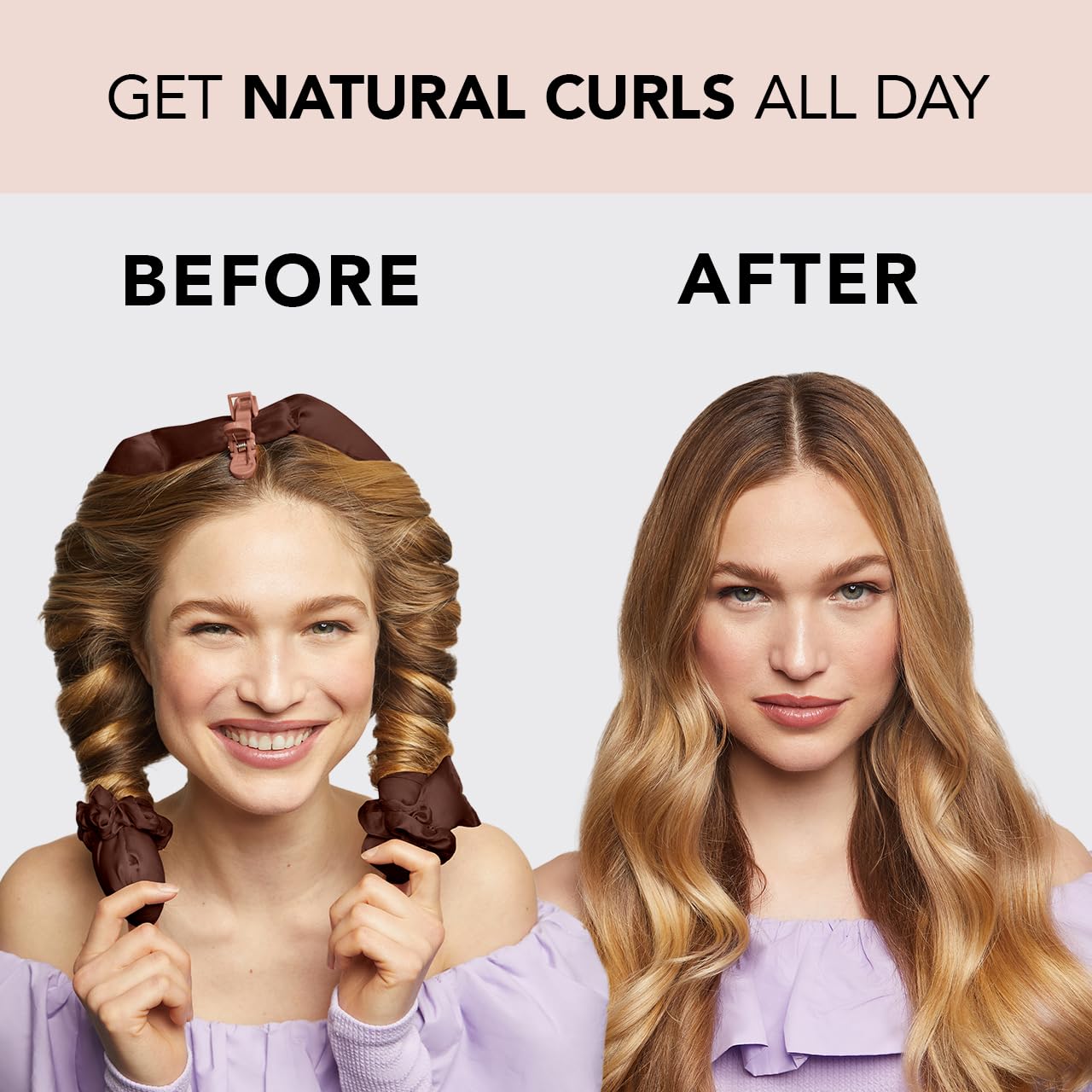 Kitsch Satin Heatless Curling Set for No-Heat Soft Curls | Overnight Hair Curlers &amp; Curling Rod Headband, Frizz-Free Styling | Gentle Rollers for All Hair Types - 1 Pack (Charcoal)