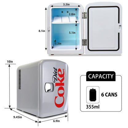 Koolatron Retro Mini Portable Fridge, 4L Compact Refrigerator for Skincare, Beauty Serum, Face Mask, Personal Cooler, Includes 12V Car Adapter, Desktop Accessory for Home Office Dorm Travel, Pink