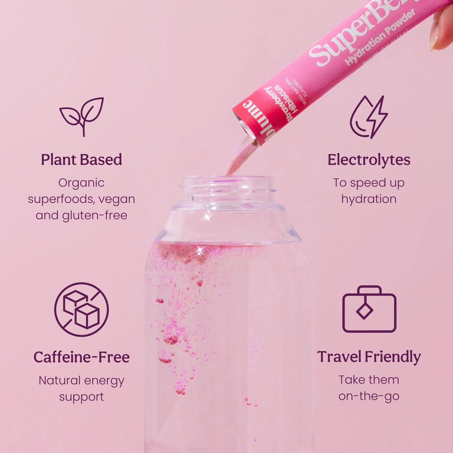 Blume SuperBelly Gut Health Hydration Packets, Sugar-Free, with Prebiotics, Probiotics, Apple Cider Vinegar, and Electrolytes, Strawberry Hibiscus, 15 Sticks