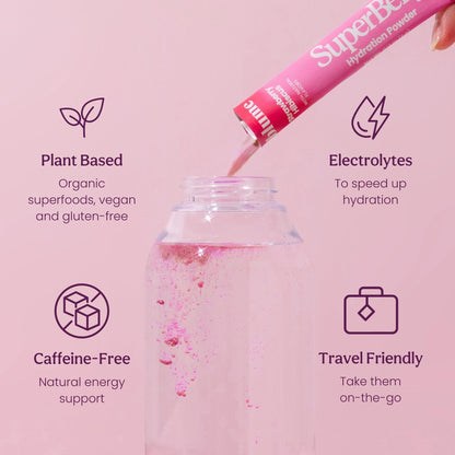 Blume SuperBelly Gut Health Hydration Packets, Sugar-Free, with Prebiotics, Probiotics, Apple Cider Vinegar, and Electrolytes, Strawberry Hibiscus, 15 Sticks