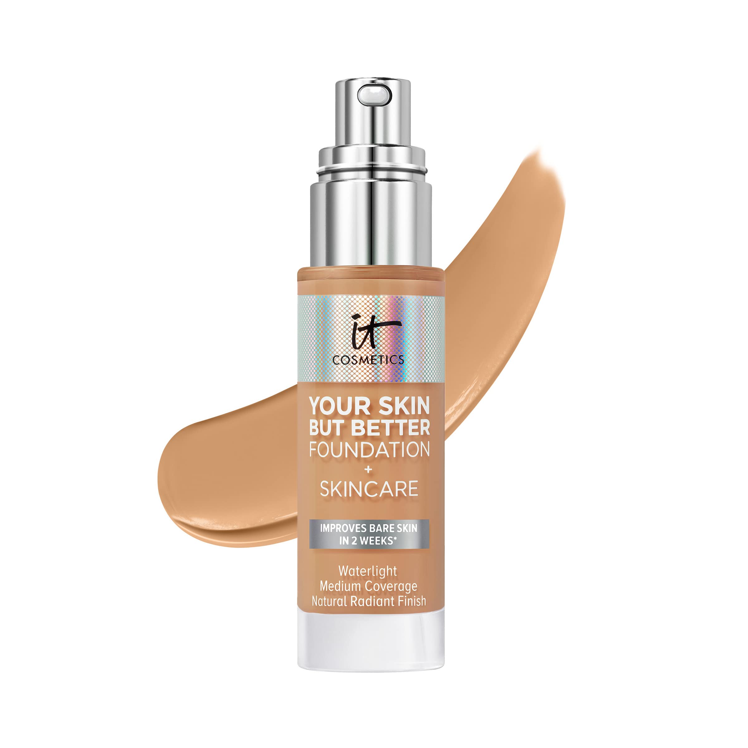 IT Cosmetics Your Skin But Better Foundation + Skincare - Hydrating Medium Buildable Coverage - Minimizes Pores &amp; Imperfections - Natural Radiant Finish - With Hyaluronic Acid - 1.0 fl oz