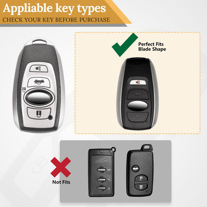 Cadillac Key Fob Cover with Metal Braided Rope Keychain, Upgraded Soft Key Case for 2015-2019 Escalade CTS SRX XT5 ATS STS CT6 (5 Button) (Gold Edge)
