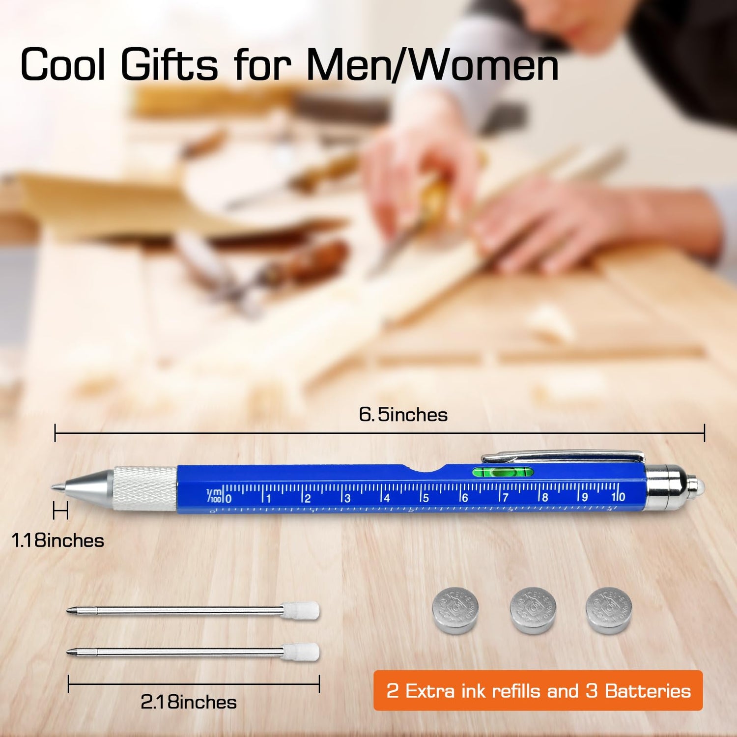 Gifts for Men, Stocking Stuffers for Adults Men, Fathers Day Dad Gifts from Daughter Son Wife, 9 in 1 Multitool Pen, Tools Gadgets for Men, Birthday Christmas White Elephant Gifts for Grandpa Husband
