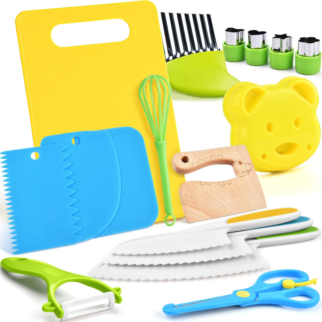 Montessori Kitchen Tools for Toddlers-Kids Cooking Sets Real-Toddler Safe Knives Set (13pcs)