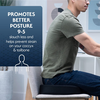Sky Mat Office Chair Cushion - 17.9 x 14 x 2.75 Seat Pillow for Back Discomfort w/Gel Foam Pad, Mesh Cover, Handle and Portable Bag - Machine Washable Pressure Relief Cushions