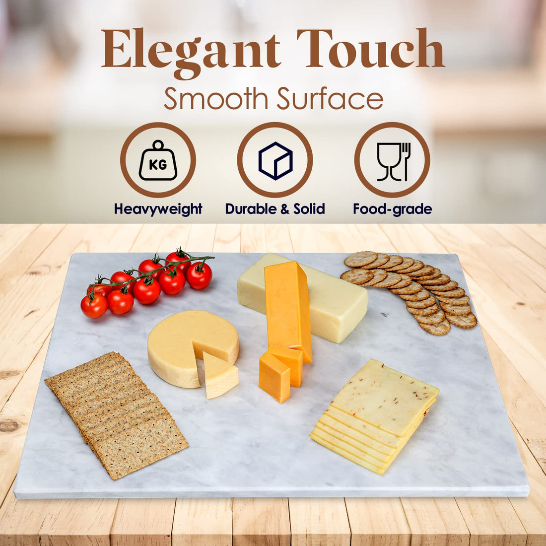 Marble and Cutting Pastry Board (12 x 16 Inches) - Marble Serving Tray for Cheese, Pastries, Bread - Large White Marble Slab for Cake Display Marble