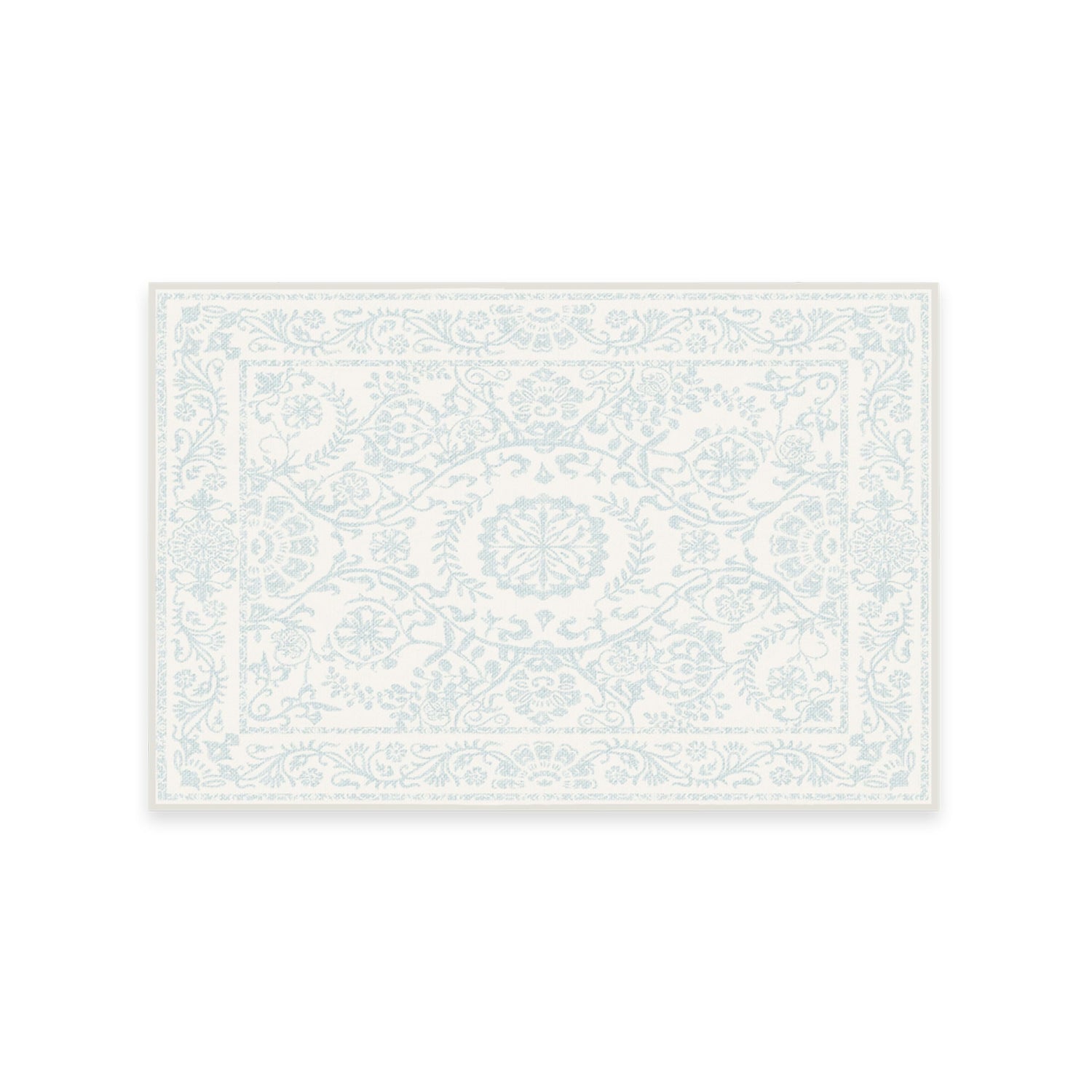 RUGGABLE Washable 2x3 Area Rug, Delphina Delft Blue, Premium Vintage Rugs for Living Room, Bedroom, Kitchen, Office, Classroom with Gripper Non Slip Pad