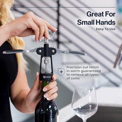HiCoup Kitchenware Wine Openers - Corkscrew Bottle Openers, Foil Cutter Key for Waiters, Bartenders and Wine Corkscrew &amp; Bottle Opener - Easy To Use, All-In-One Beer And Wine Bottle Openers w/Stopper