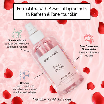 grace &amp; stella Award Winning Rose Water Facial Spray (240ml) - Vegan
