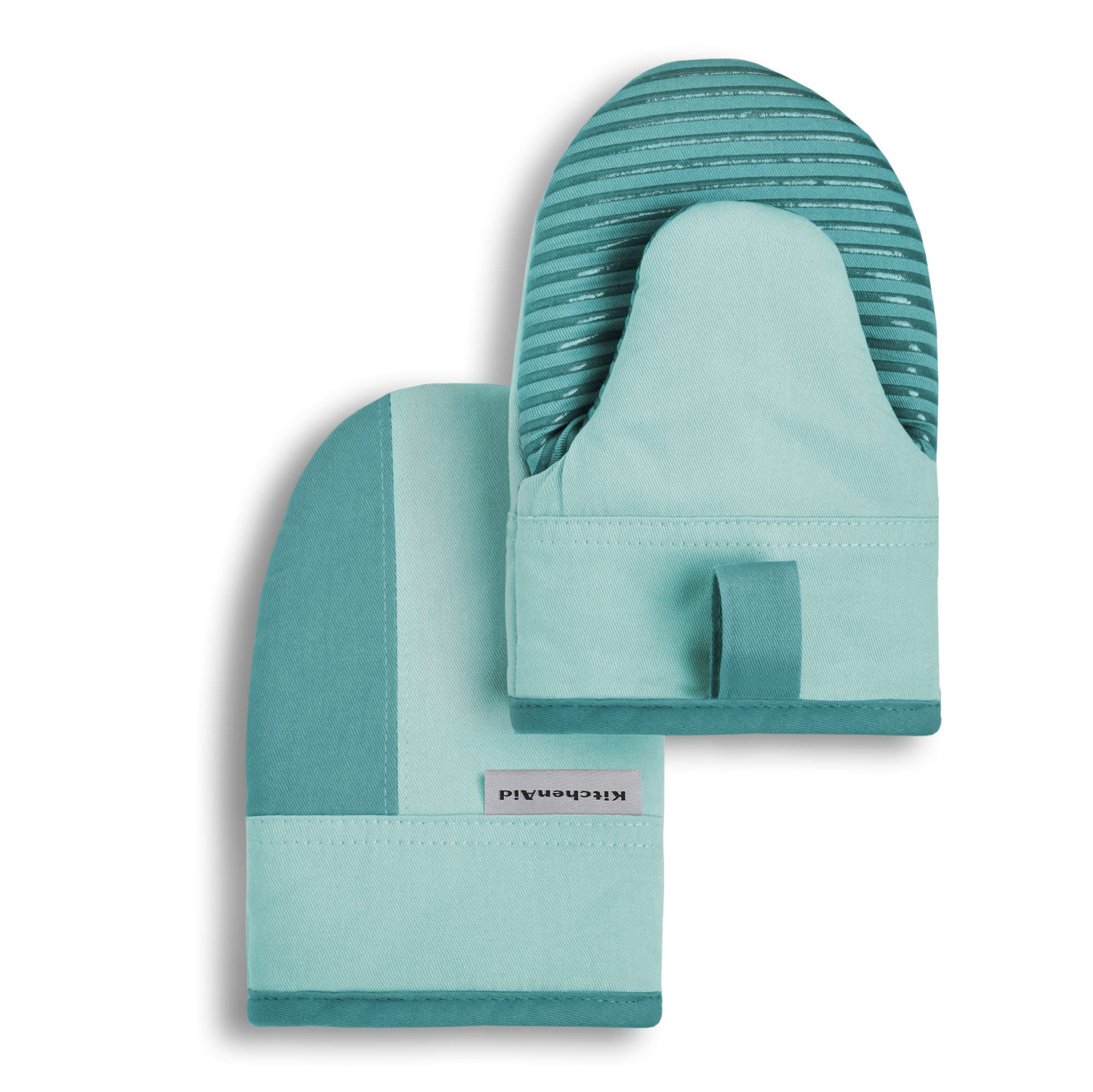 KitchenAid Beacon Two-Tone Non-Slip Mini Oven Mitt Set, Milkshake/Beige, 5.5&quot;x8&quot;, 2 Piece