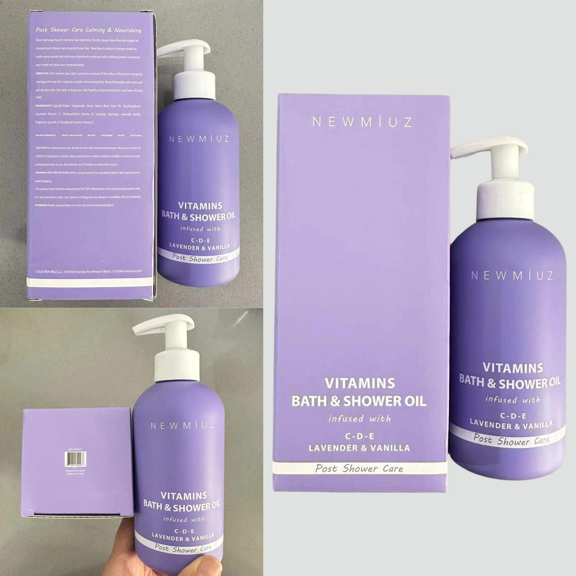 Vitamin Shower Oil Body Wash - Natural Post Shower Care for Dry Skin in Shower Cleansing &amp; Nourishing Moisturizing lotion Body &amp; Legs Non Greasy Lavender Vanilla Spa Self Care Spa Gift