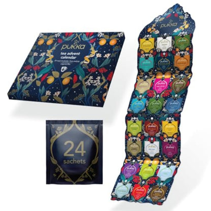 Pukka | Advent Calendar 2024 Organic Tea | Selection of 24 Delightful Black/Green Teas and Infusions | Christmas Gift Idea for Men and Women 100% Organic
