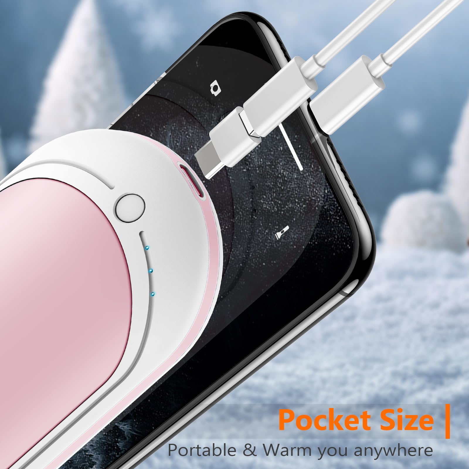 BESKAR Rechargeable Hand Warmer, 5200mAh Electric Hand Heater, Double-Sided Heating, USB Quick Charge, Portable Pocket Hand Warmer for Outdoor, Golf, Raynauds - Winter Gift