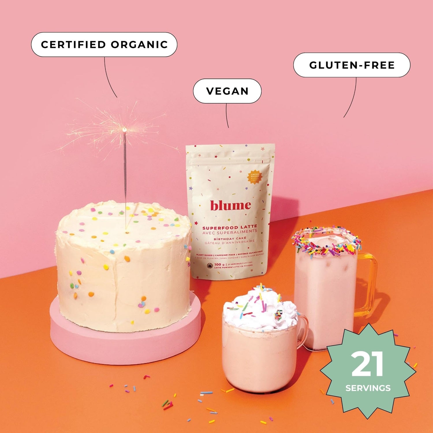 Blume Rose London Fog Latte with Zero Sugar or Caffeine - Certified Organic, Vegan and Gluten-Free - Tart Cherry &amp; Rosehips blend rich Antioxidant &amp; Vitamin to Ease Bloating and Boost Your Natural Glow - 30 Servings