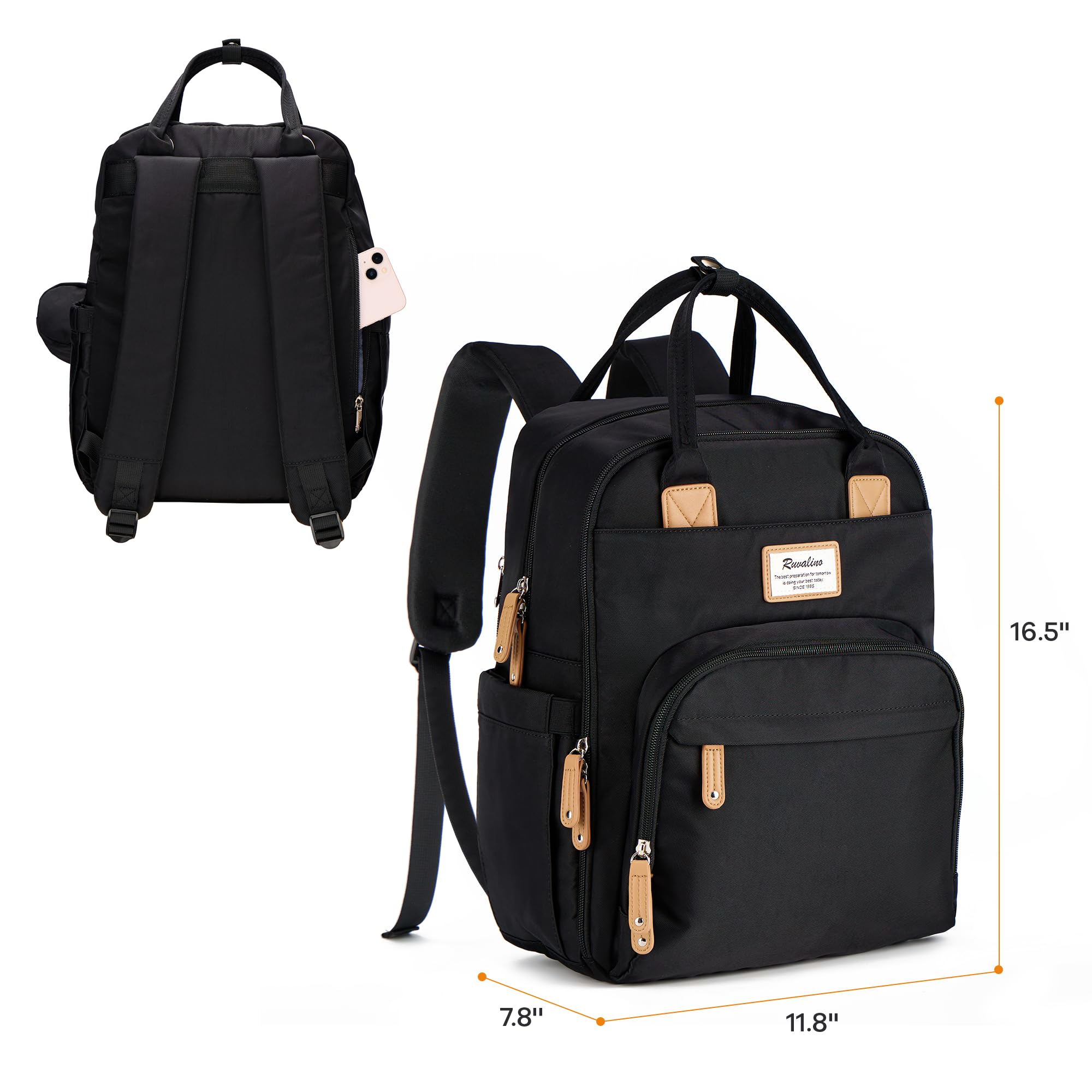 RUVALINO Diaper Bag Backpack, Multifunction Travel Pack Maternity Baby Changing Bags, Large Capacity, Waterproof, Beige