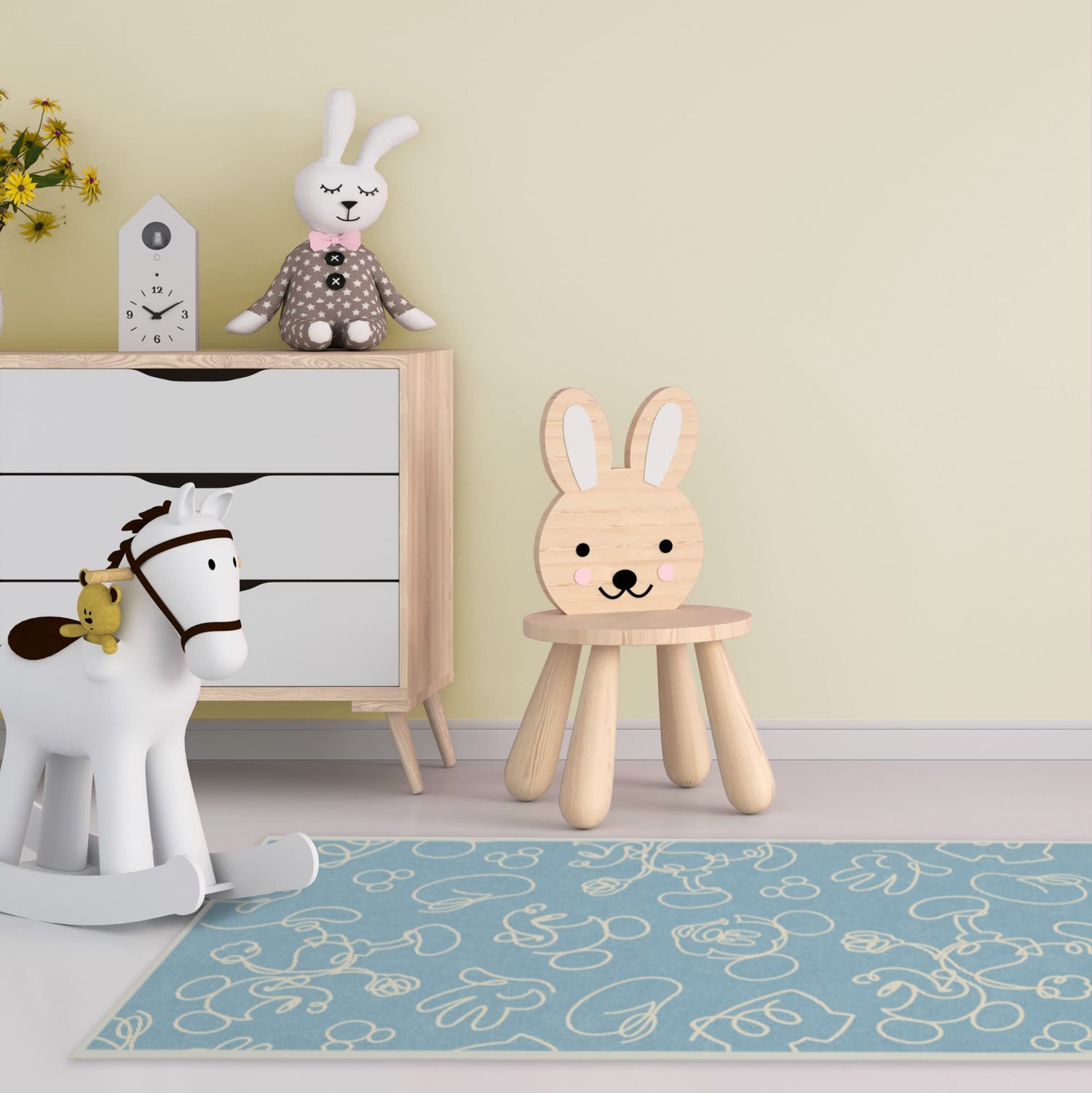 RUGGABLE Disney Classic Minnie Mouse Washable Rug - Perfect Area Rug for Nursery Playroom Kids Room - Pet &amp; Child Friendly - Stain &amp; Water Resistant - Trellis Pink 5&