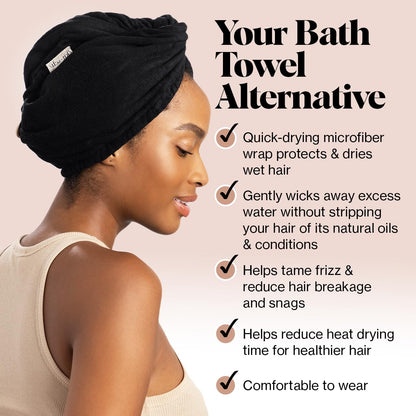 Kitsch Microfiber Hair Towel Wrap - Quick Dry Curly Hair Wraps for Women Wet Hair | Microfiber Towel for Hair | Hair Drying Towel Wrap | Hair Towels for Women | Hair Turban for Wet Hair (Blush)